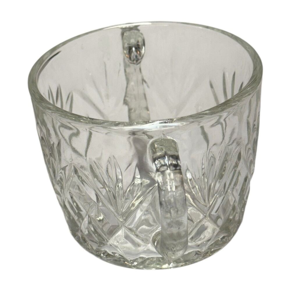 Vintage Anchor Hocking Pressed Clear Glass Pineapple Sugar Bowl Double Handle - Picture 4 of 5